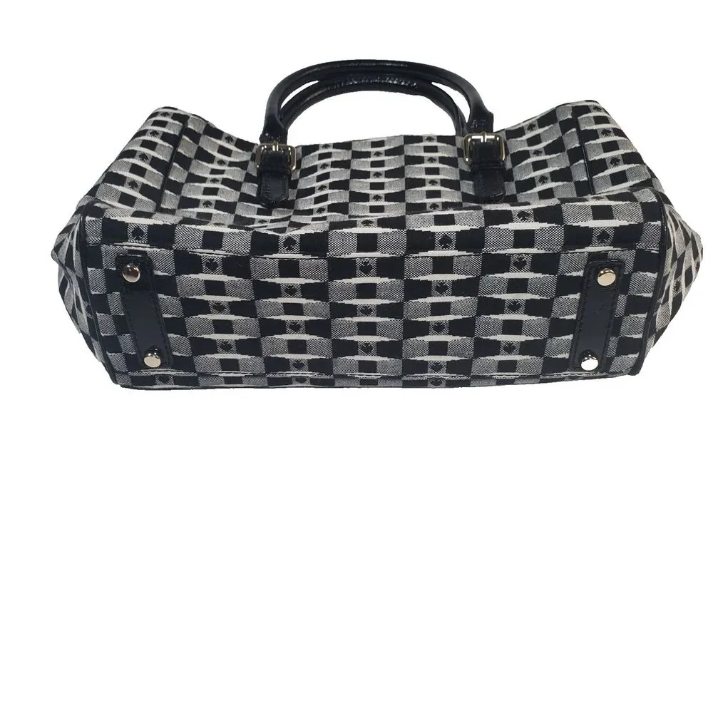 Kate Spade Women’s Bag Medium Black White Geometric Jacquard Handbag 9